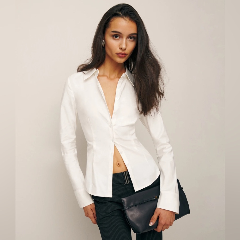 Reformation Jodie Button Down White Shirt size 2